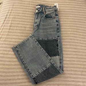 Multi color patchwork mom jean